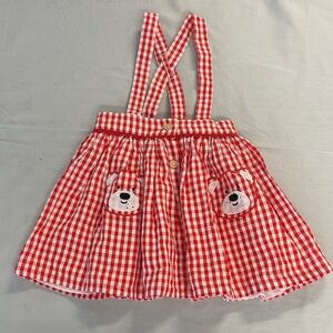 Red Gingham Dress with Bear Appliques